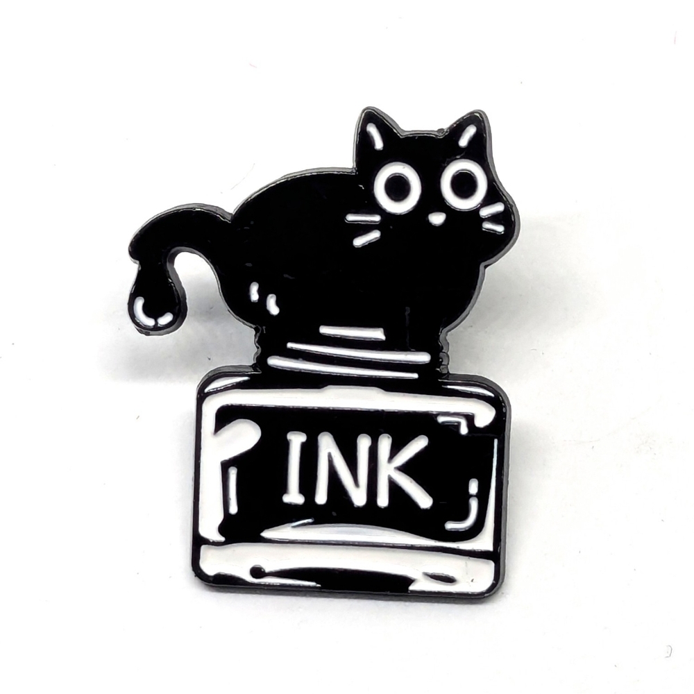Black Cat& Ink Bottle Pin